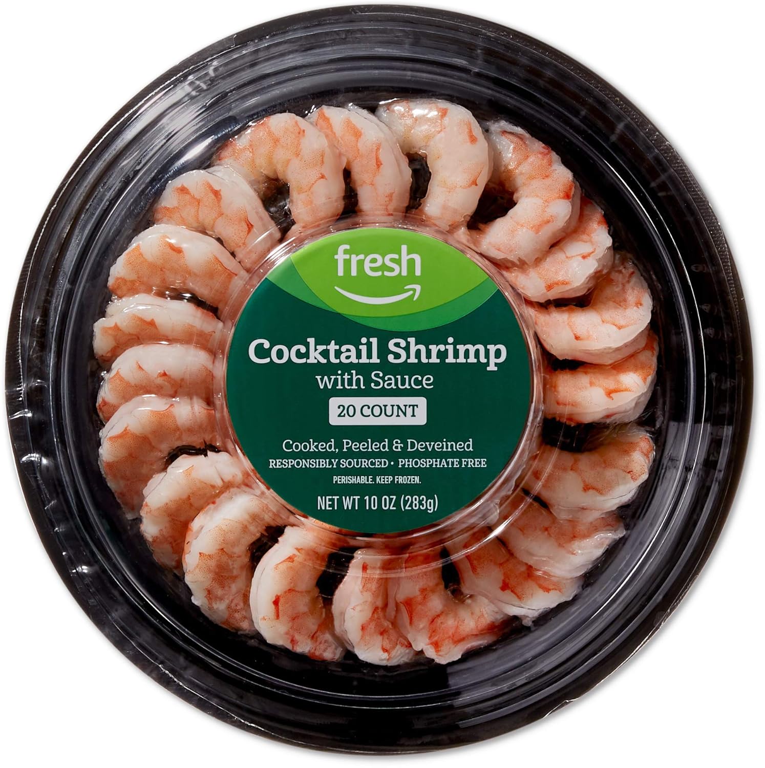 Amazon Fresh Brand, Cocktail Shrimp With Sauce, Frozen
