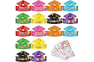 32 Pcs Kindergarten Grad Hats with 10 Sheets Rhinestones Sticker Preschool Graduation...