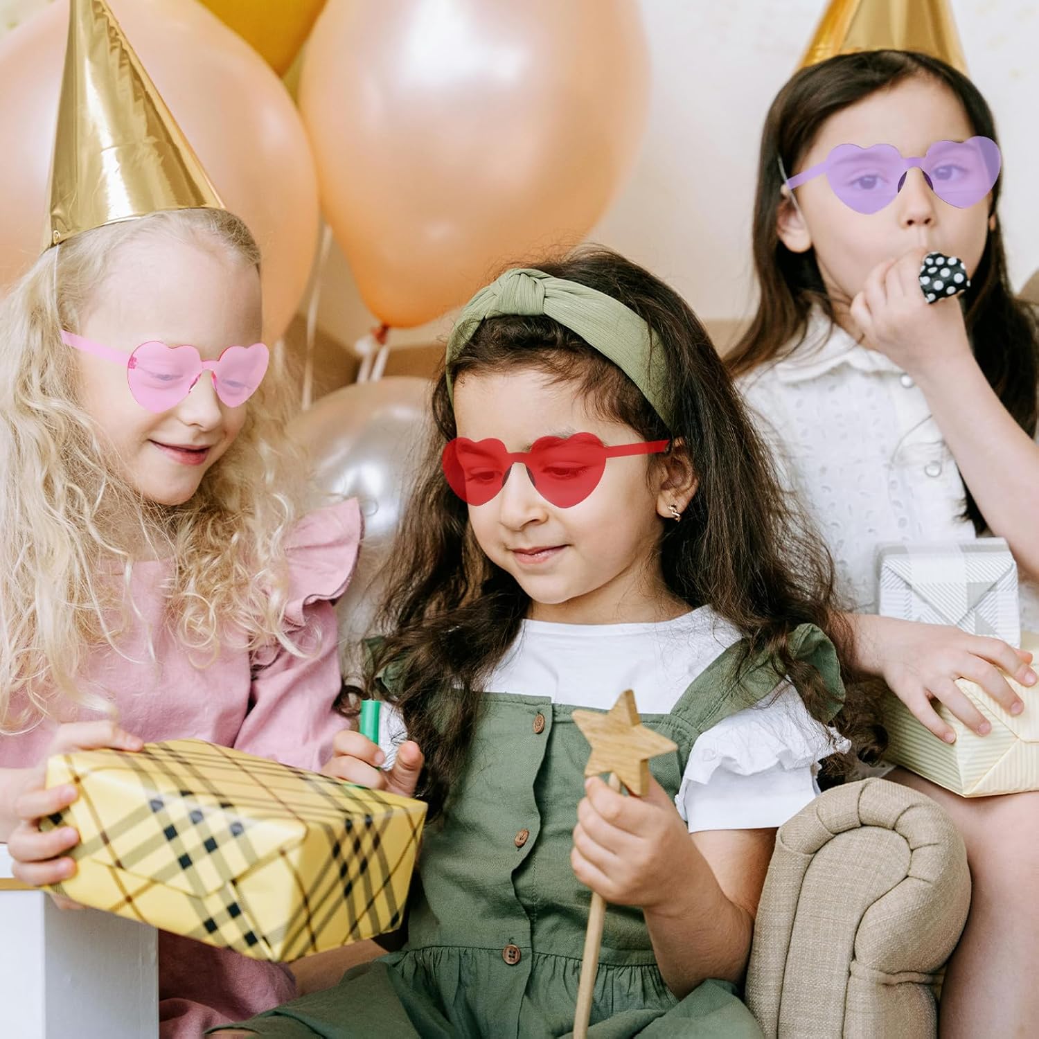 72 Pairs Heart Shaped Sunglasses, Candy Color Rimless Glasses Trendy Transparent Sunglasses Eyewear Party Supplies Boys Girls Teen Adults - Image 6