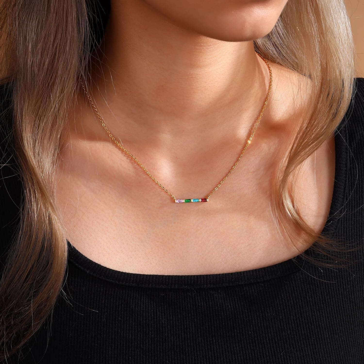 Personalized Birthstone Necklace for Women, Custom Family Necklace with 2-6 Birthstones, Christmas Mother’s Day Gifts for Mom Wife Grandma Birthday Valentines Anniversary Jewelry - Image 4