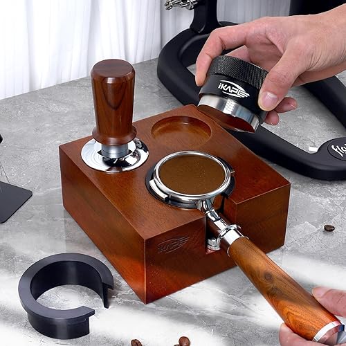 Miniatura 4 de IKAPE Estación de manipulación de espresso, 2.008 in, 2.126 in, base de soporte de madera para café expreso, soporte para accesorios de espresso de