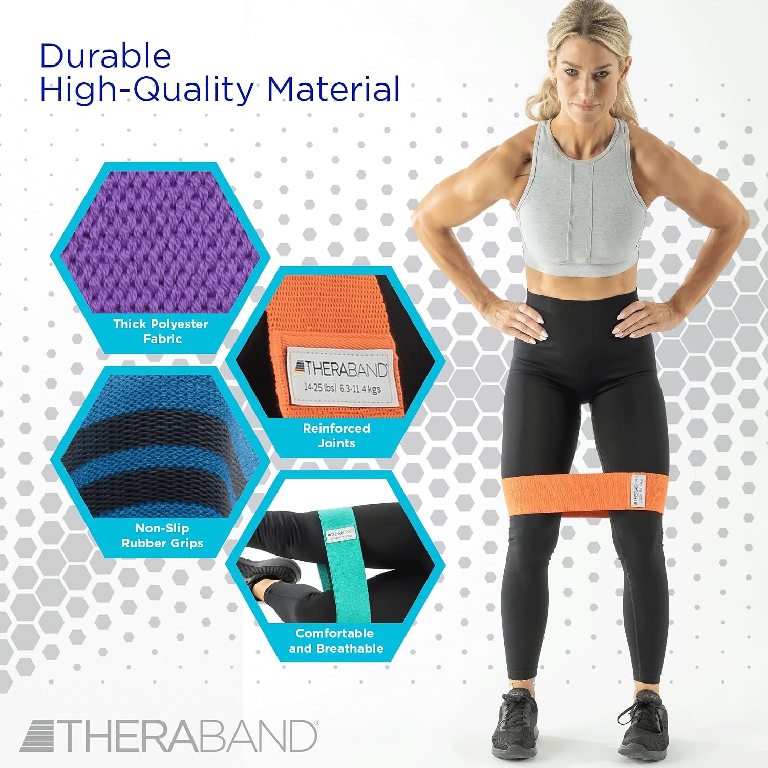 THERABAND Glute Band Loops, Resistance Exercise Set, Workout, Multicolored | THERABAND elastic resistance band for exercise, strength training, physical therapy and at-home workouts