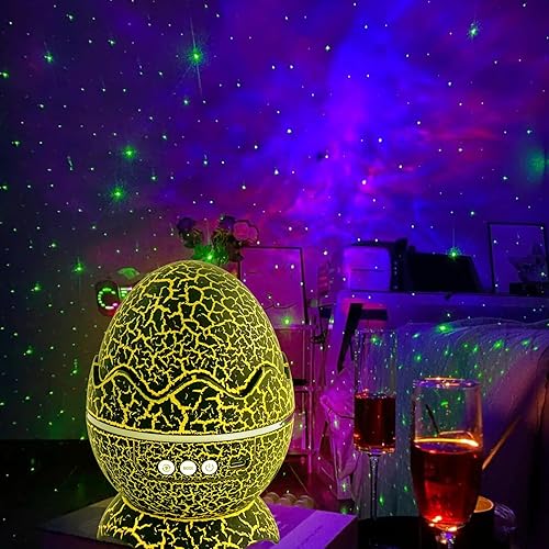 XQBX Proyector de luz nocturna estrellada con huevo de dinosaurio, galaxia, proyector luminoso para dormitorio, proyector luminoso El impacto del