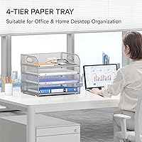 Vista 49 de 5 Tray Paper Organizer Letter Tray with Handle - Mesh Desk File Organizer, Paper Sorter Organizer for Office, Home or School File Folder Holder