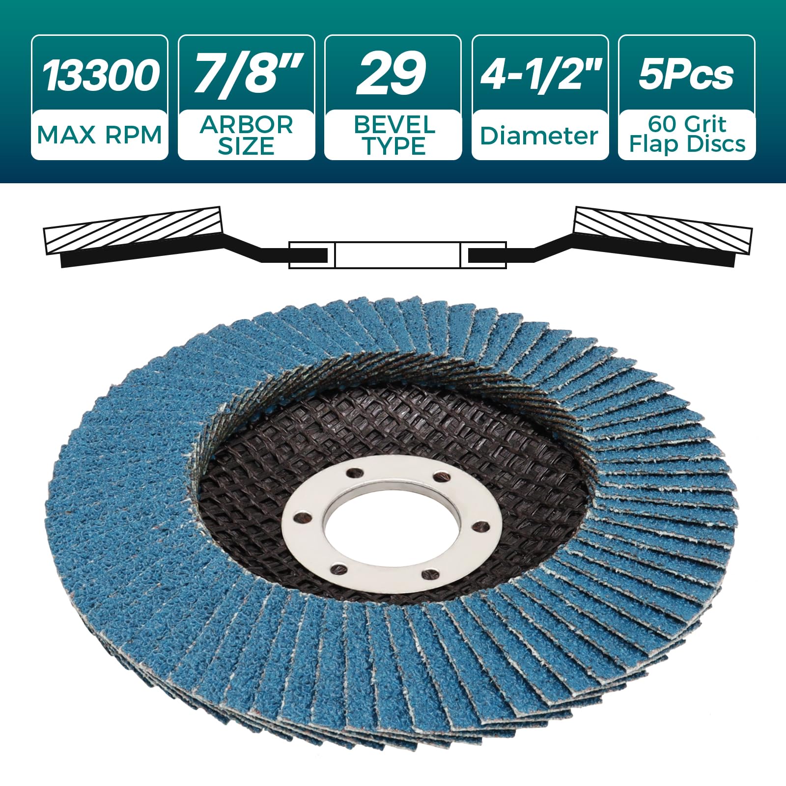 OSTTE 60 Grit Flap Discs - 5 Pack for Angle Grinder -2