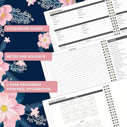 Miniatura 5 de Agenda mensual 2025-2026, enero de 2025 a diciembre de 2026, agenda mensual 2025-2026, 9 x 11 pulgadas, planificador mensual de 2 años, bolsillo de