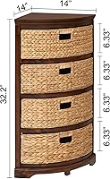 Vista 49 de Hampton Meadows - Armario de almacenamiento de mesa esquinera de 3 niveles en X con 3 cestas de mimbre, nogal