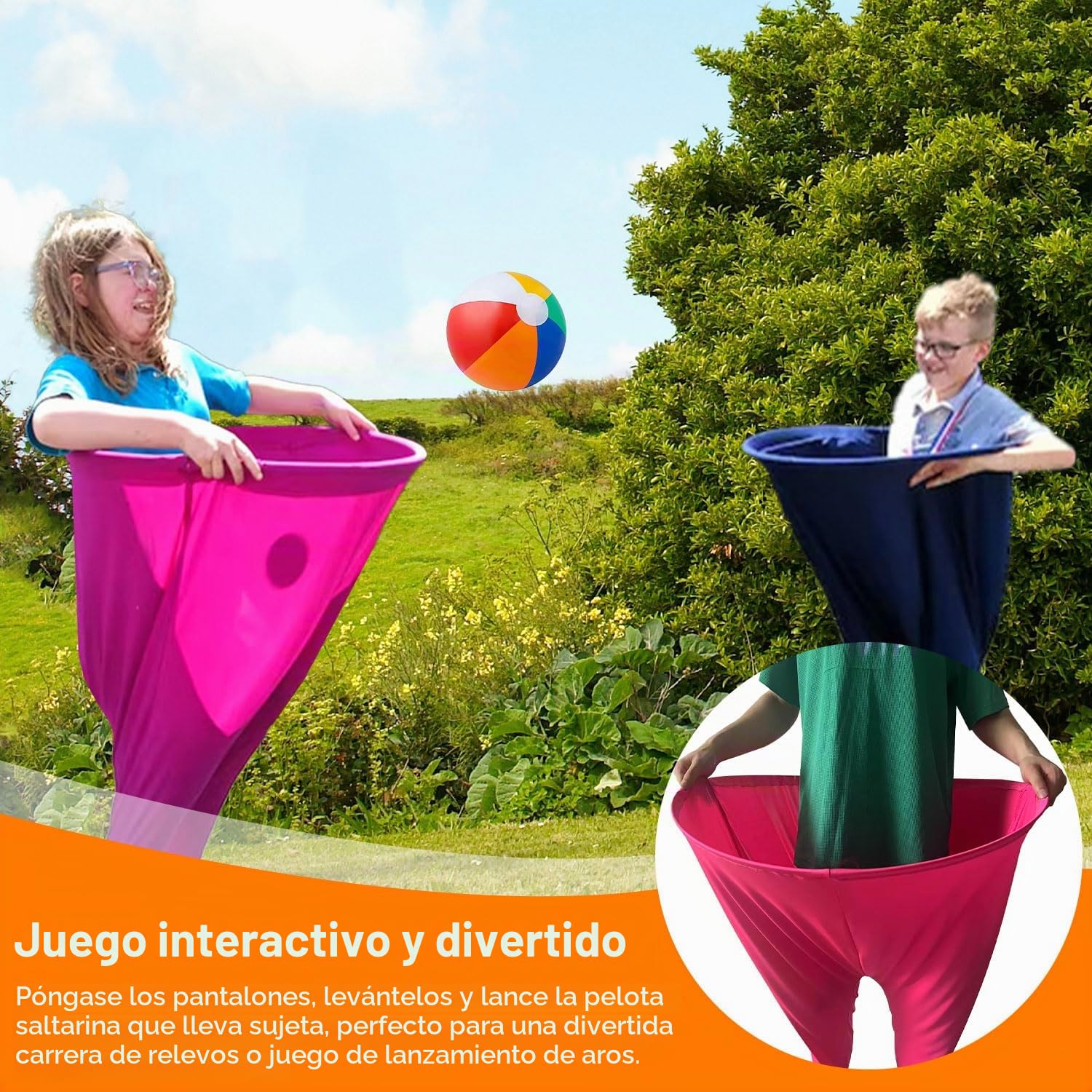 Juego de 2 piezas para la abuela, juego al aire libre con 4 bolas de saltar y 1 bomba de globos, pantalones jumbo, adecuados para juegos al aire libre, entrenamiento grupal, juegos de jardín para