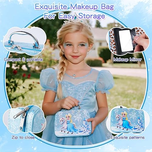 Miniatura 6 de Juegos de maquillaje para niños para niñas, kits de maquillaje lavables reales, juguetes para niños pequeños, juguete de cumpleaños de princesa para