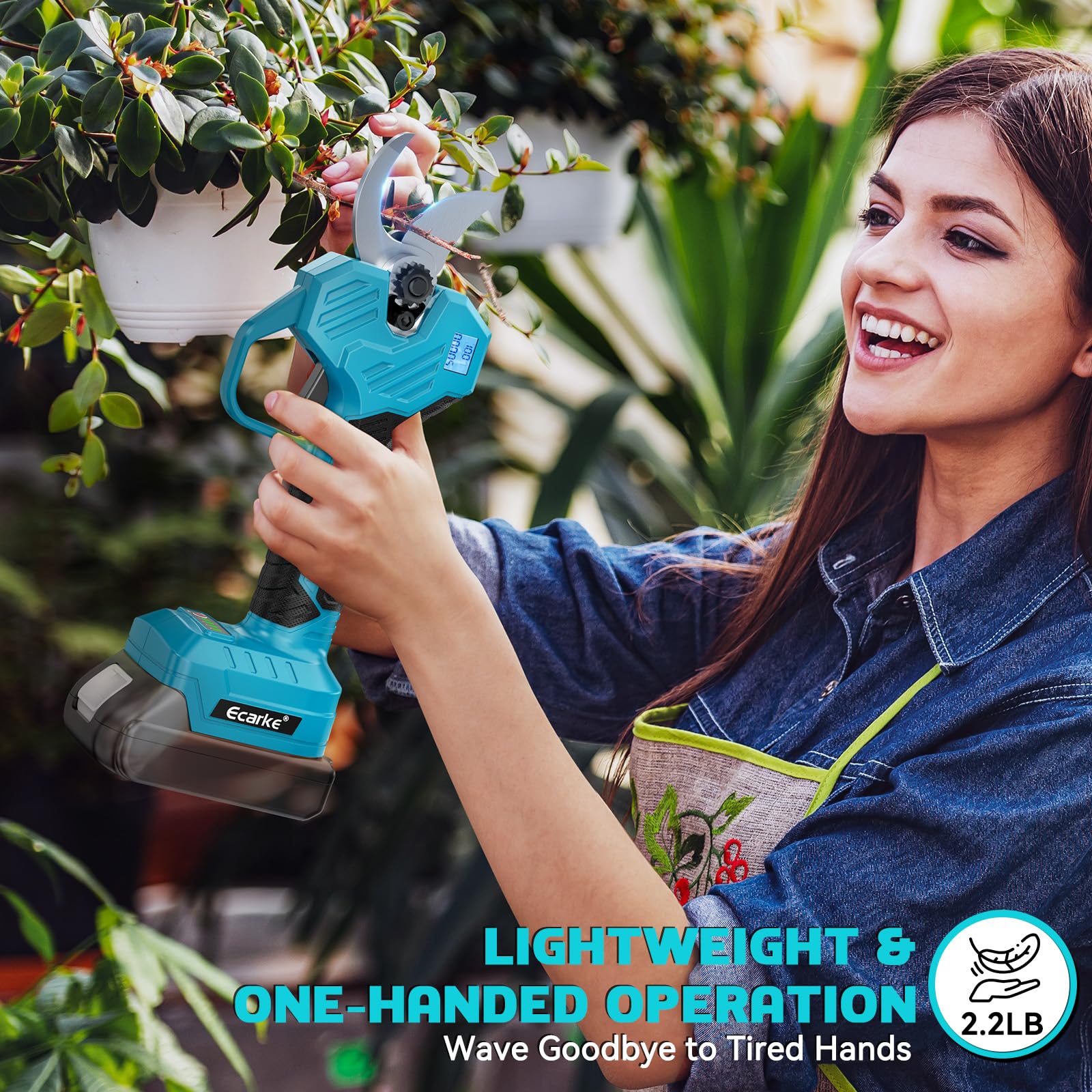 Ecarke Akku-Astschere kompatibel mit Makita 18V, 40 mm Schnittstärke | Bürstenloser elektrische Akku-Gartenschere, ergonomisch & leicht ideal für Obstbäume, Sträucher und Gartenpflege, ohne Akku
