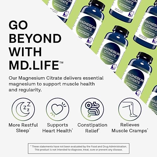Miniatura 2 de MD. Life Citrato de magnesio 250 mg  60 cápsulas  Suplemento de citrato de magnesio de alta absorción  Cápsulas fáciles de tragar para apoyo