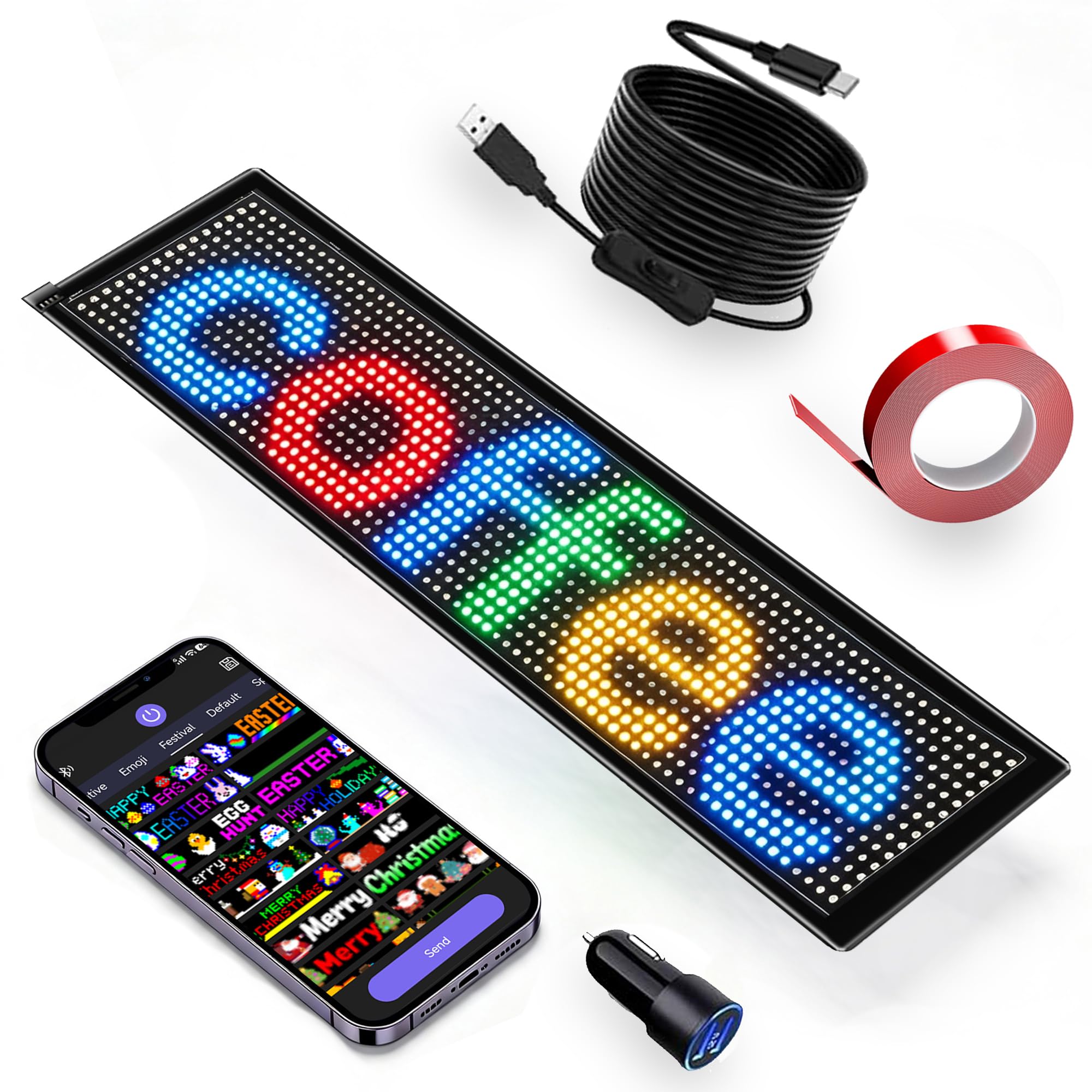 Devil Eyes Light: Devil Eyes LED Anzeigetafel(18.5 X 4.7in) mit Bluetooth-App,Led Augen Anzeige Programmierbar Laufschrift Lichtschilder, Neonschild für Innen Außen Party (17 * 7CM 1 Pack)