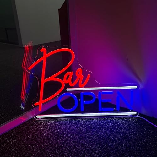 Miniatura 8 de Barra de neón de barra abierta, barra de luces de neón abierta USB (16 x 10.7 pulgadas, cargador USB incluido), letrero de barras de neón y luz LED