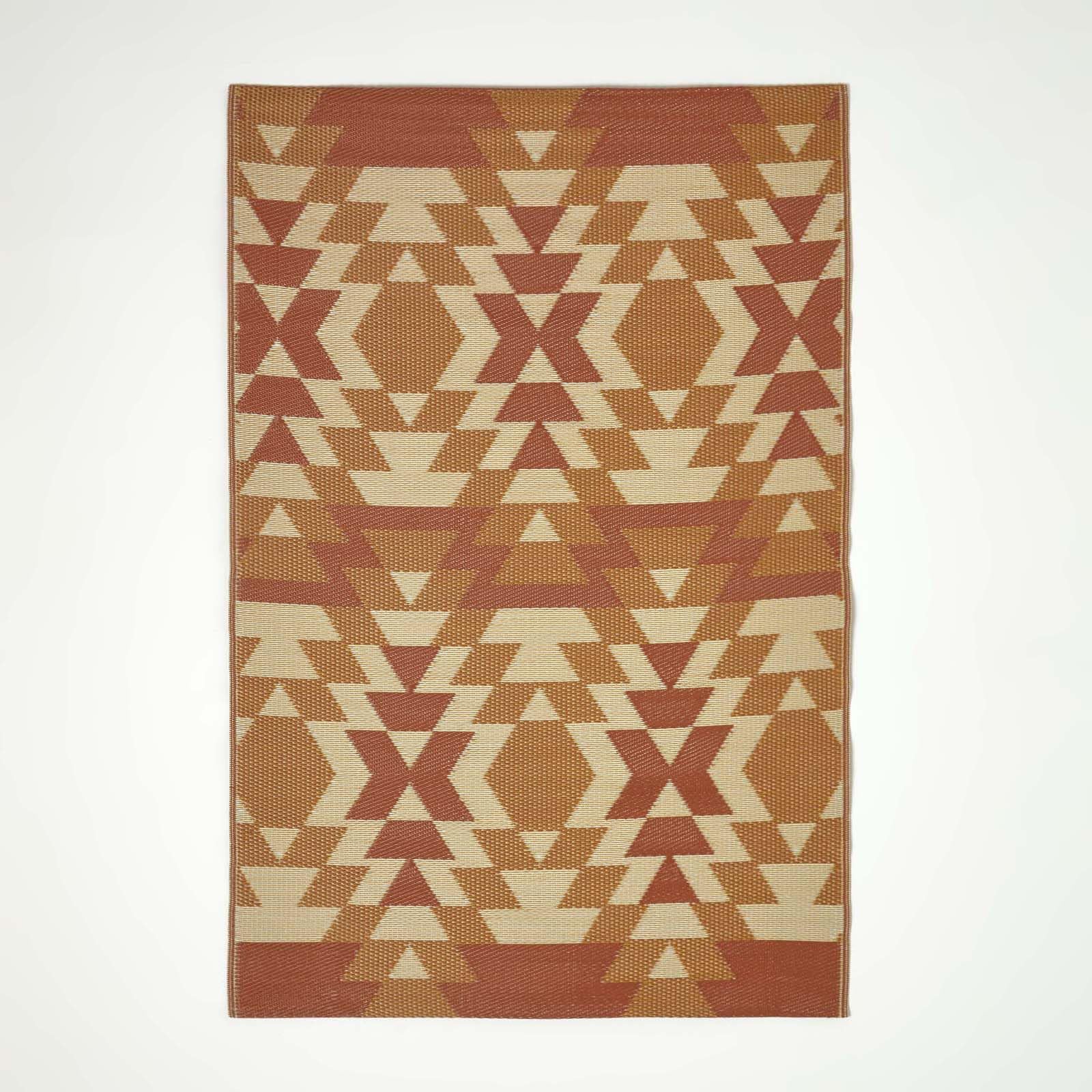 HOMESCAPES Luxury Extra Large Outdoor Rugs for Garden Patio 100% Waterproof Recycled Plastic Mat Carpet 240 x 300cm Reversible Red & Orange Geometric Rug Anya, Indoor/Outside & Portable, Soft Feel โ image 1