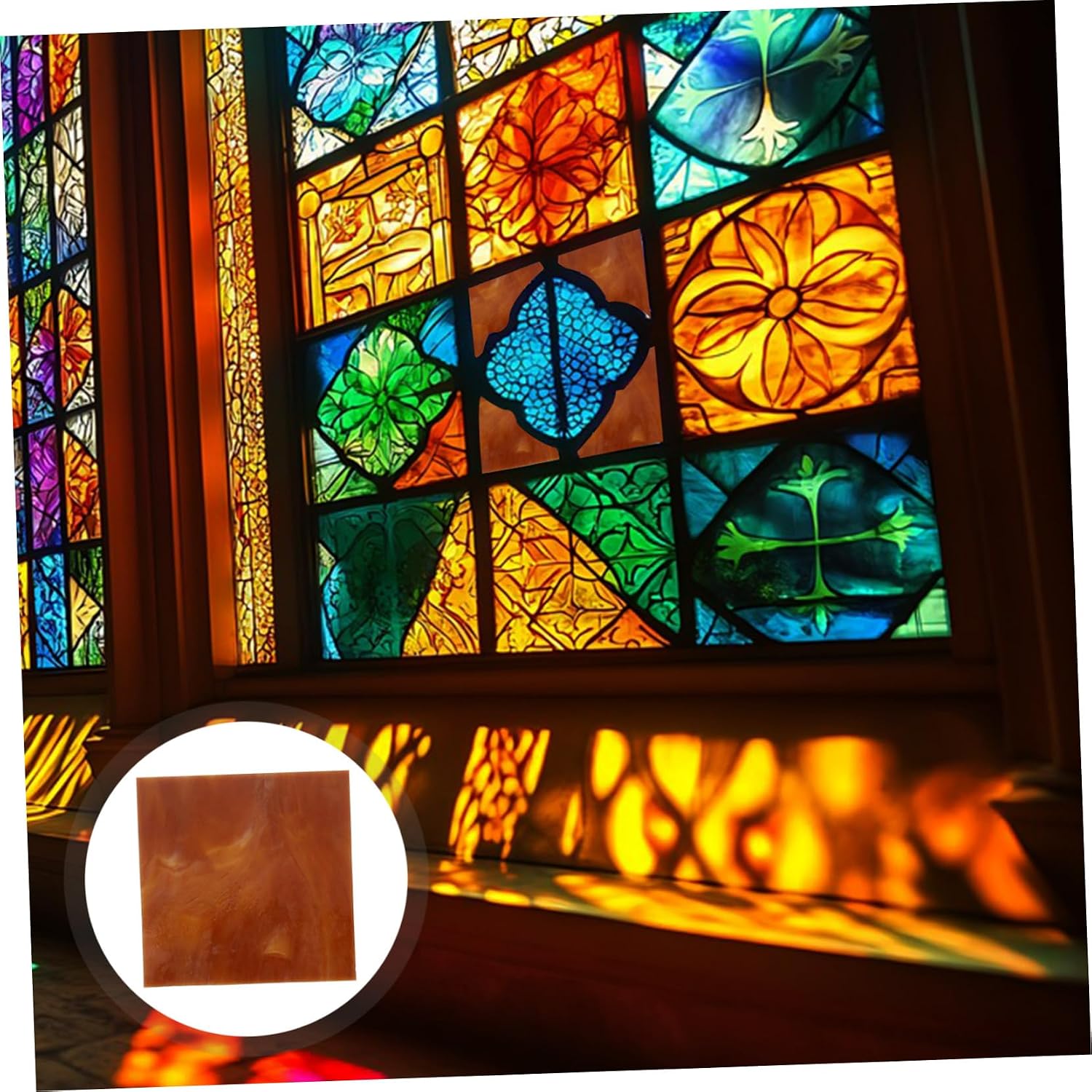10pcs Stained Glass Tiles for Crafts Unique Patterned Glass Sheets for Church Murals and Home Decoration and Light-utilizing Crafting Supplies