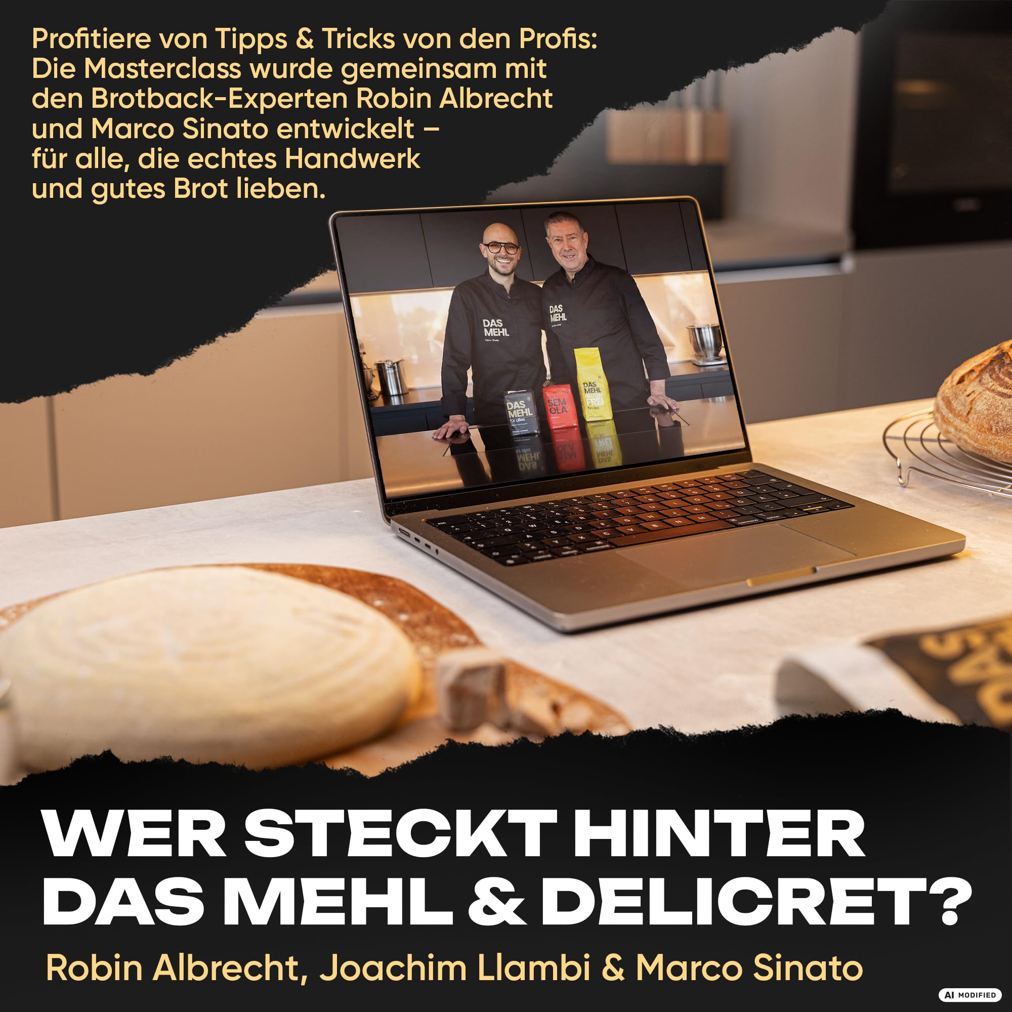 Delicret Premium Brotback Set für Weizenbrot mit Zutaten & Gusseisentopf