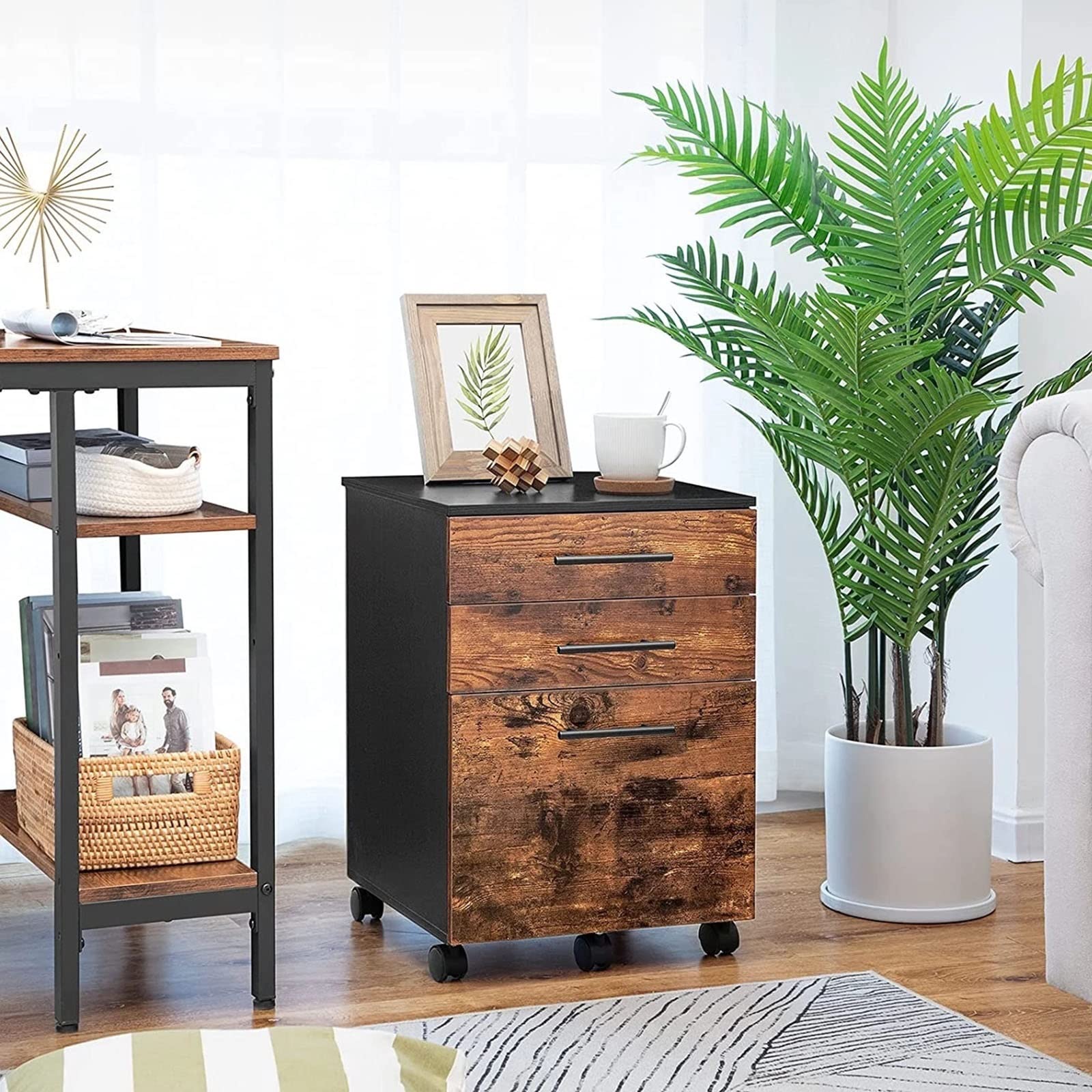 ENGENDER Schedario per Ufficio Domestico Armadi for File da Ufficio 3 cassetti Organizer Base Mobile Mobile a 5 Ruote con cassetto for cartelle sospese for l'home Office Armadio per Schedari(A)