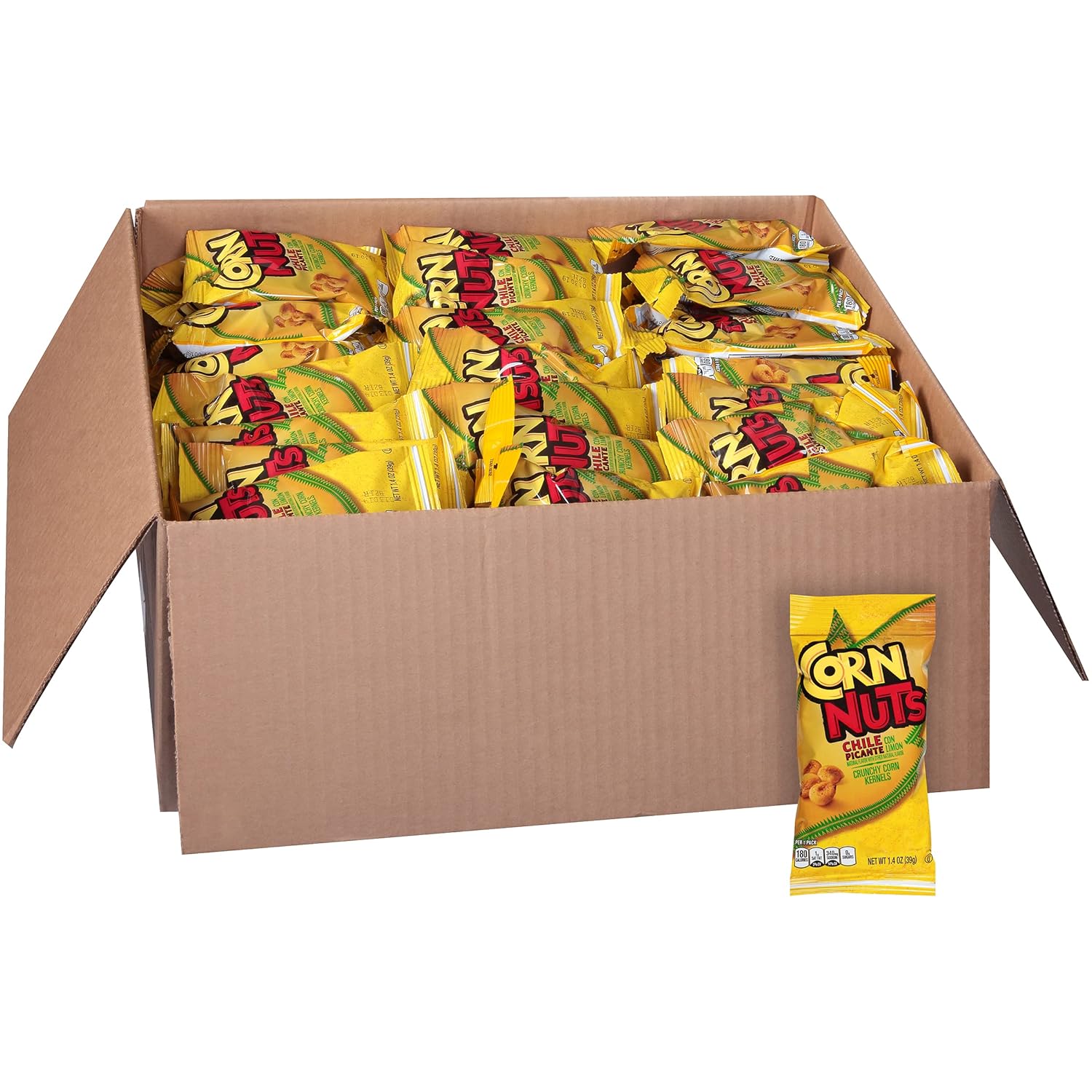 CORN NUTS Chile Picante con Limon Crunchy Corn Kernels Snack, 1.4 Ounce Bag (Pack of 144)