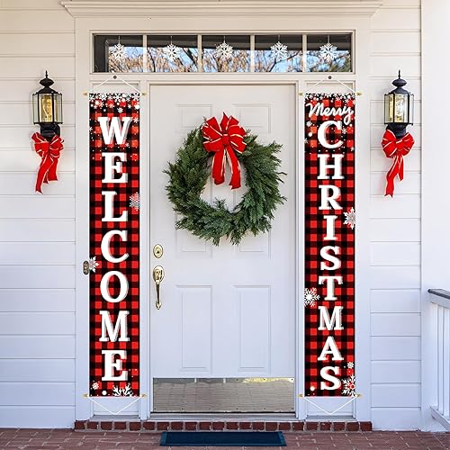 Miniatura 45 de Ivenf Juego de carteles de Navidad para porche, pancartas verdes, decoraciones colgantes de Navidad para el hogar, exterior, interior, pared, puerta