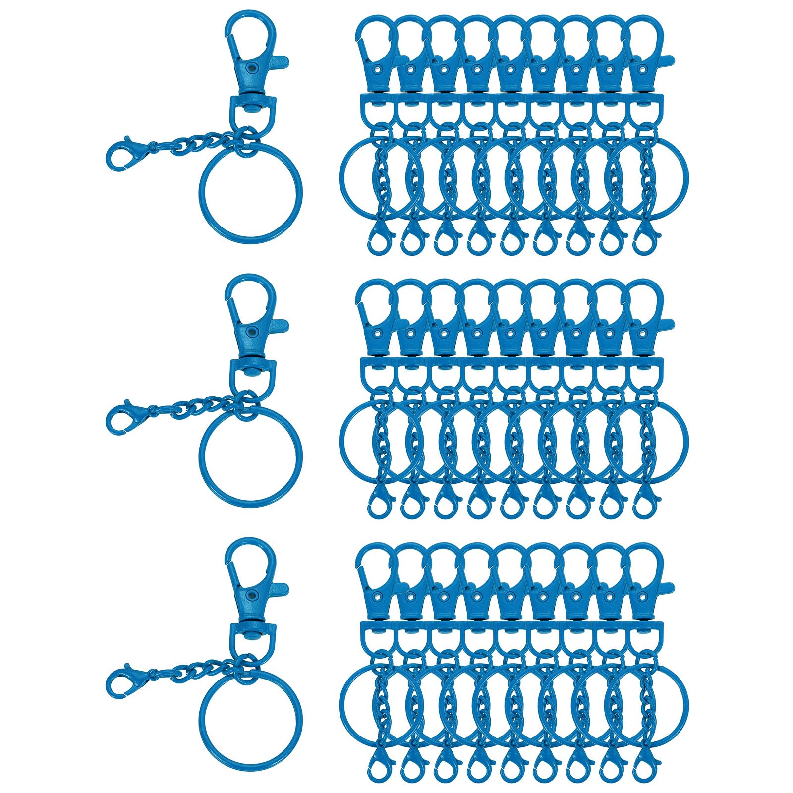 sourcing map 30 Pcs Lobster Claw Clasps for Keychains, Swivel Lobster Claw Clasp Bulk Colorful Keychain Clip Hooks with Key Rings for Bag Purse Charm DIY Crafts, Sky Blue