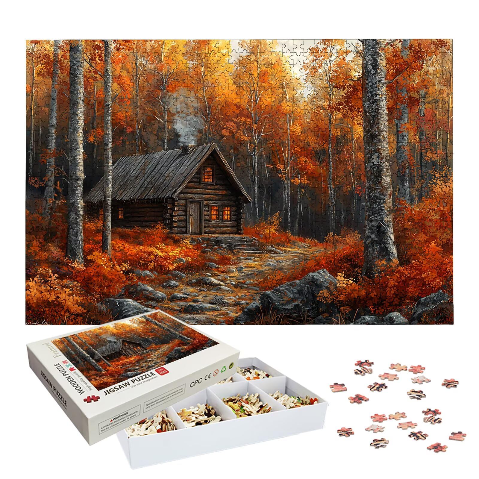 Puzzle 4000 elementów dla dorosłych, jesienne puzzle dla dorosłych i dzieci, duże drewniane puzzle z pudełkiem, gra koncentracyjna dla dorosłych, 4000 elementów układanki krajobrazowe do dekoracji
