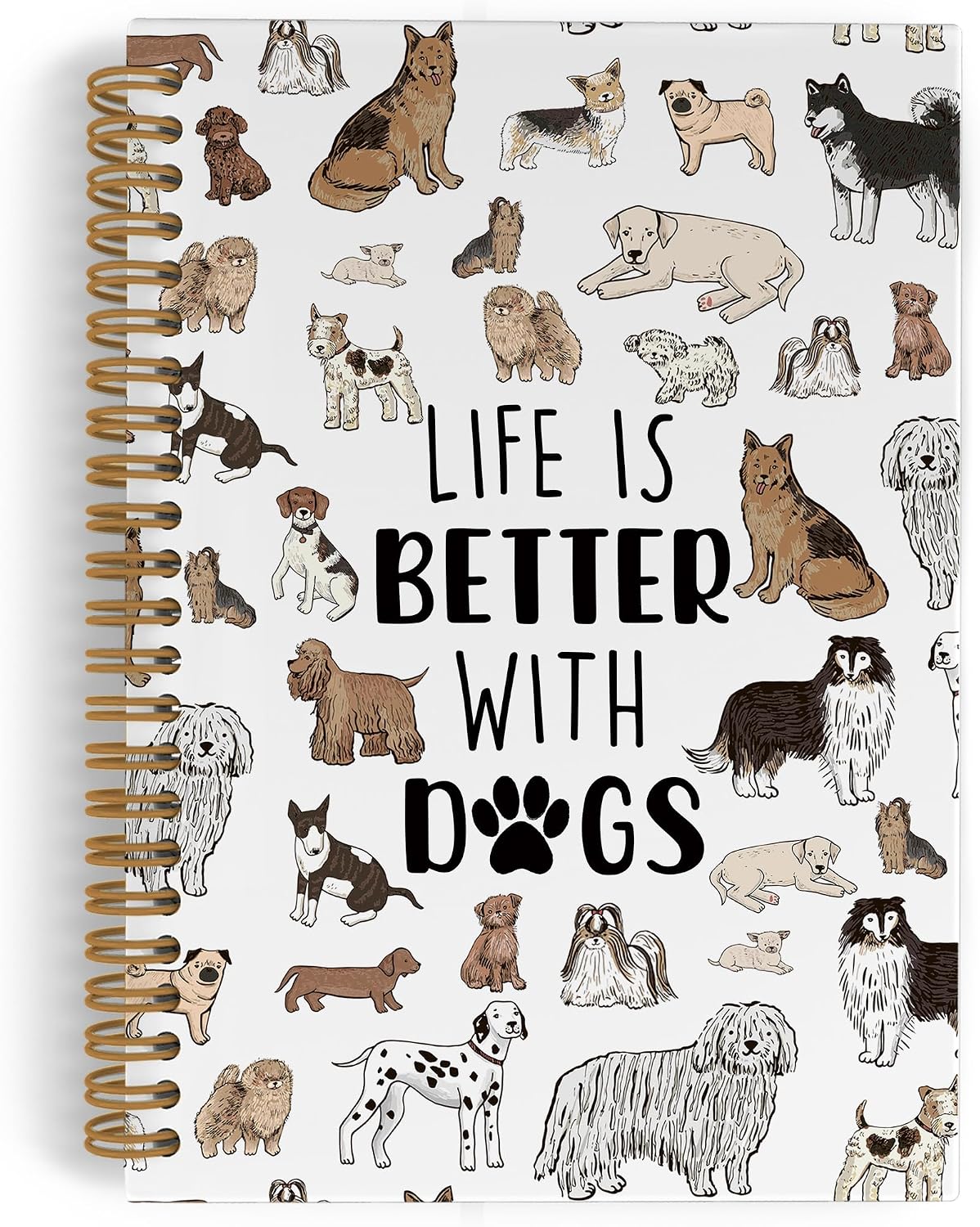 Dog Animal Spiral Notebook, Dog Journal Notebook, Dog Lover Gifts, Cute Dog Notebooks for School Work, Life Is Better with Dogs Office Supplies Gifts for Dog Owners Women Men, 5.5x8.3 Inch