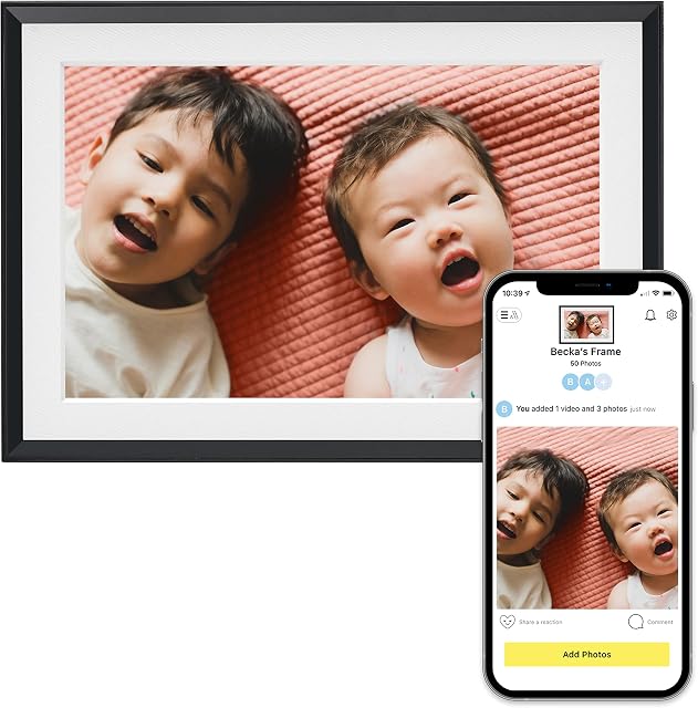 Aura Carver Mat WiFi Digital Picture Frame, 10.1, Add Photos with Aura App, Free Unlimited Storage - Easy to Use - Plays Videos - The Best Digital Photo Frame - Mat