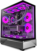 ANSAITE G8 Mid-Tower Gaming PC Case with 6 PWM ARGB Fans, 270° Panoramic Tempered Glass, USB-C, 360mm Radiator Support - Black