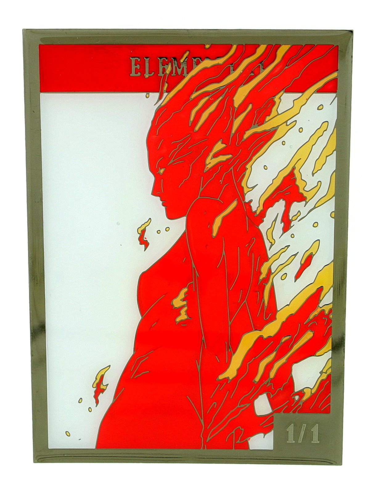 MAGIC THE GATHERING 1/1 Red Elemental Creature Token MTG Metal Trading Card : Toys & Games