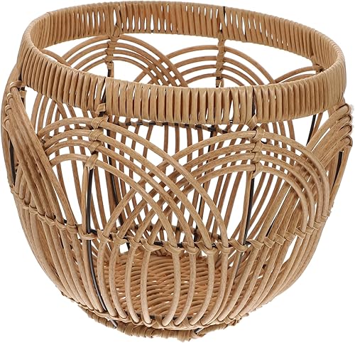 Cesta de almacenamiento tejida de imitación de ratán organizador para oficina en casa, material PP, contenedor multiusos para aperitivos, frutas y