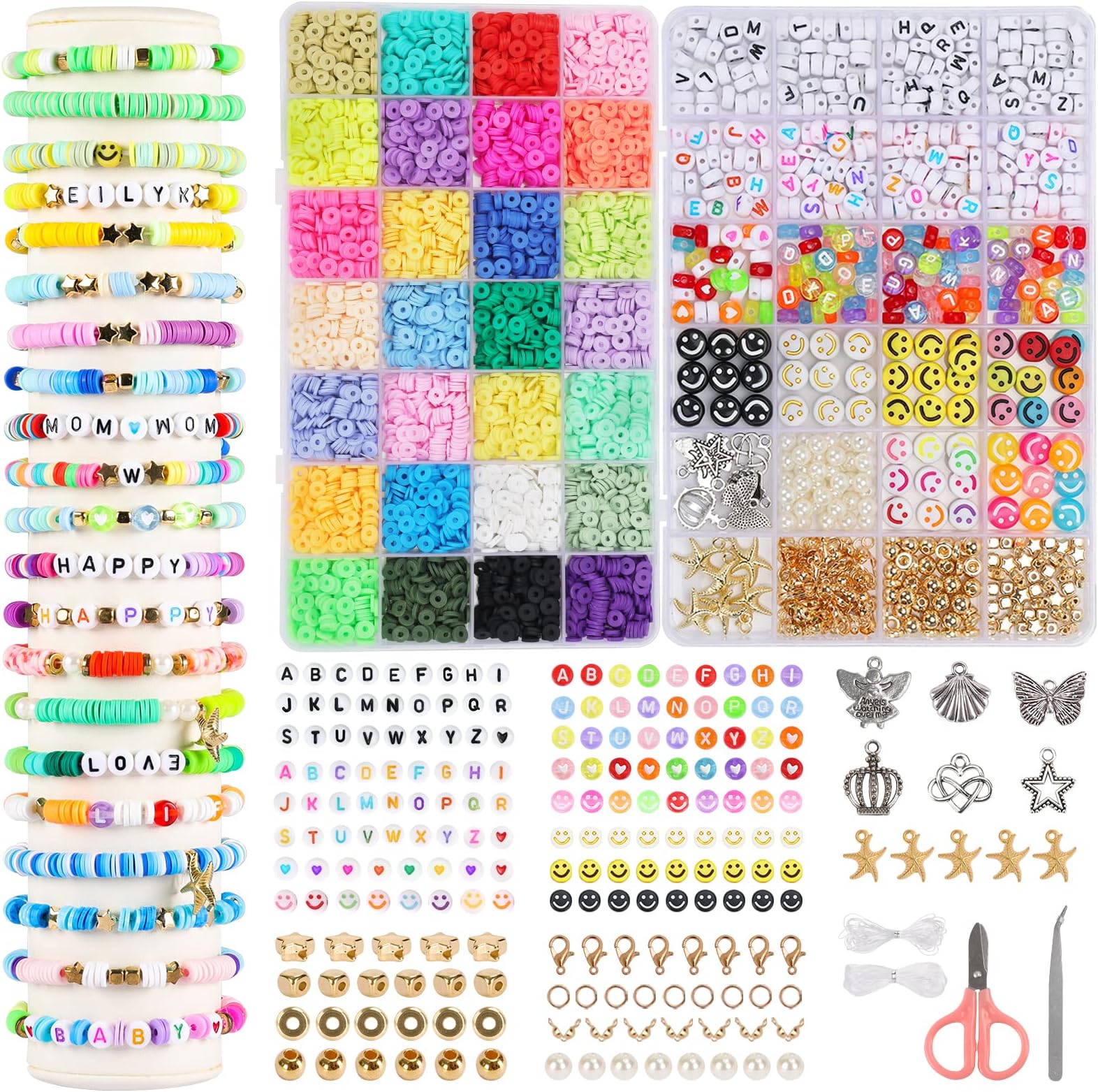 BEIKEETOO Bracelet Making Kit – Rainbow Beads Jewelry Making Supplies For DIY Crafts