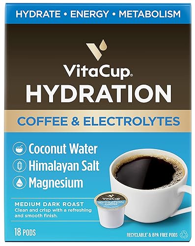 VitaCup Cápsulas de café Hydration el primer café que te hidrata con electrolitos agua de coco sal rosa del Himalaya magnesio tostado medio cápsulas