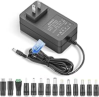 ALITOVE 12V 2.5A Power Supply Adapter with 14 Universal Tips, 6.2FT Cord for LED Lights, CCTV Cameras, Routers & More