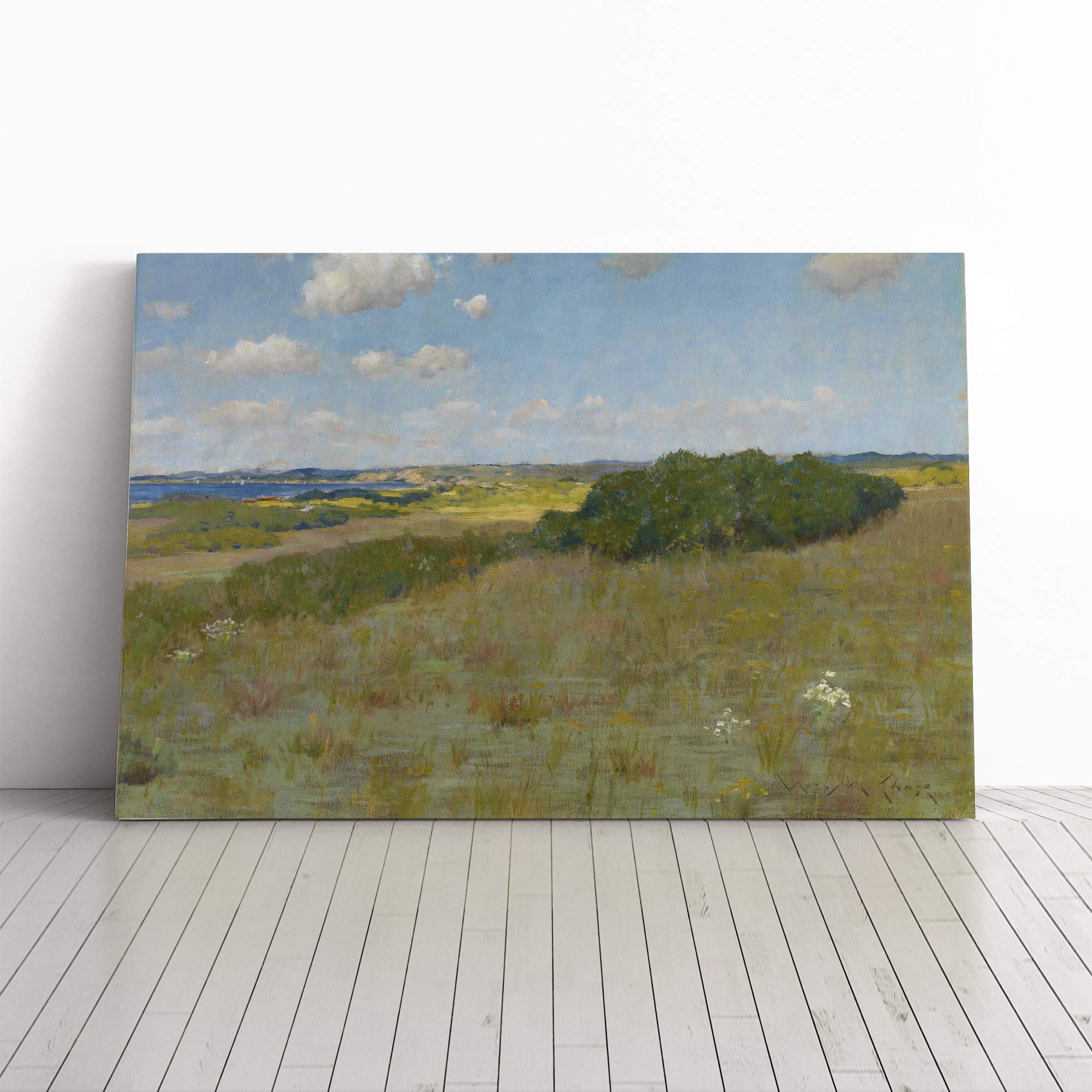William Merritt Chase Sunlight and Shadow Shinnecock Hills Canvas Print | Gallery Wrapped 30mm Frame Wall Art | 24x16 inches | Ready to Hang | Modern Landscape Picture | Living Room Lounge Office