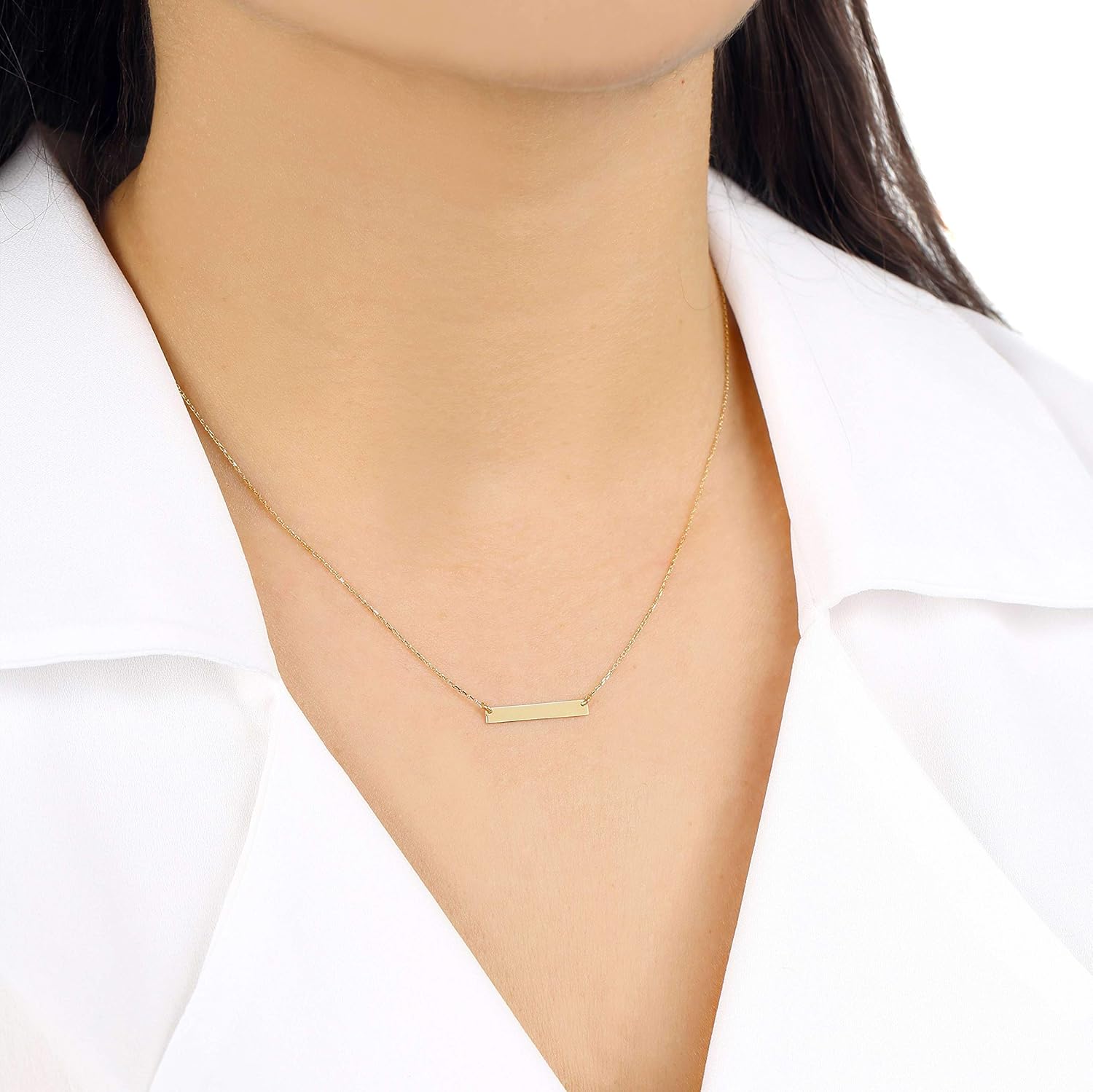 Elegant 14k Solid Gold Custom Name Bar Necklace - Personalized Gift for Her - Valentine's, Mother's, or Best Friend Gift - Gold Horizonal Name Pendant - Image 5