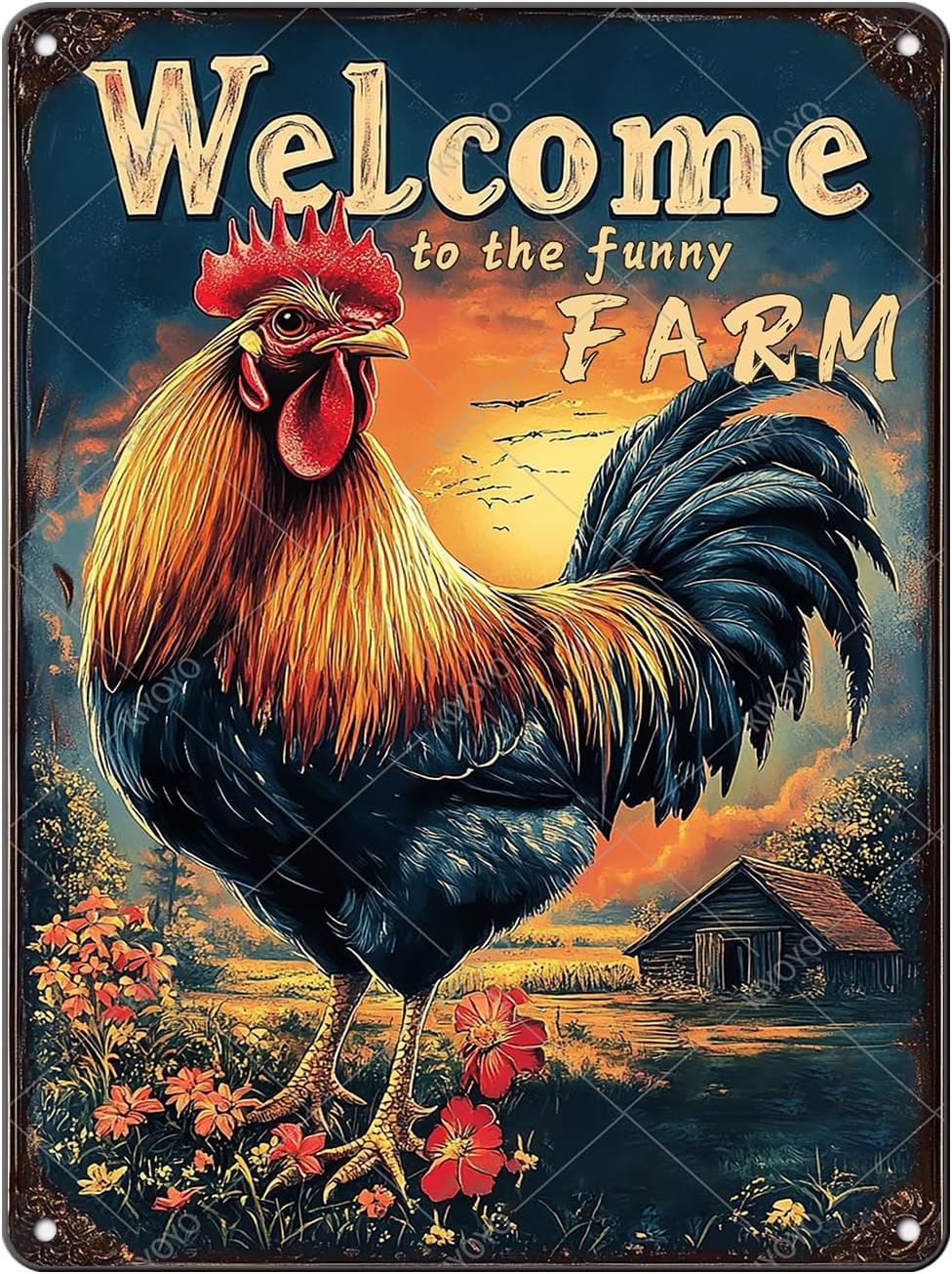 Metal Signs Welcome To My Funny Farm Sign Retro Aluminum Sign for Home Office Kitchen Bar Cafe Garden Wall Decor 16x12 Inch