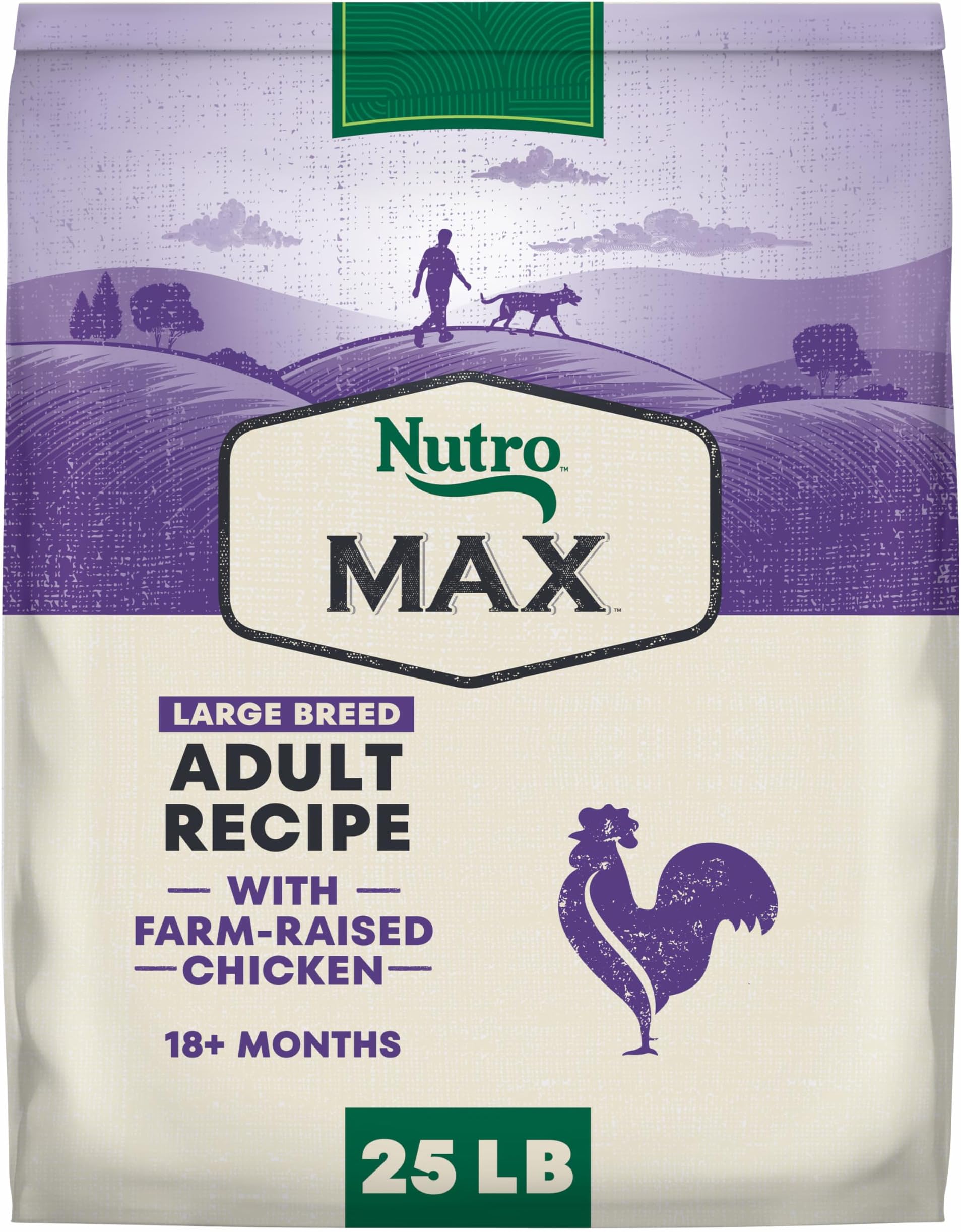 Max Dry Dog Food, Adult Dog Food Dry Recipe for Large Breeds with Farm-Raised Chicken, 25 lb. Bag