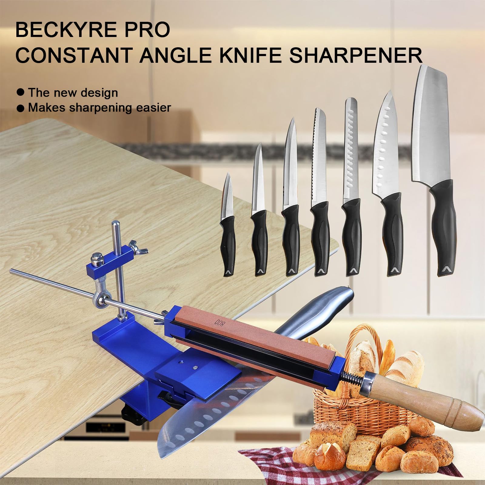 Professioneller Messerschärfer Manuell - 6 Schärfsteine 360° Drehbar