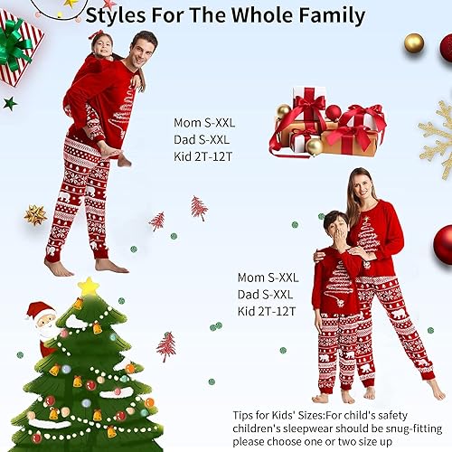 Miniatura 5 de Oriental eLife Pijamas de Navidad para la familia, conjuntos de pijamas familiares de Navidad a juego, ropa de dormir familiar de Navidad 2023
