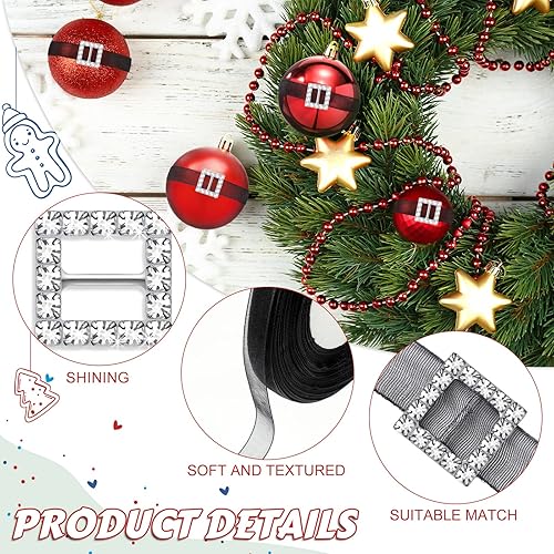 Miniatura 3 de 30 piezas de hebilla cuadrada de Navidad de 0.630in con diamantes de imitación, cinta deslizante, hebilla de cinta de Navidad, hebilla de cinturón
