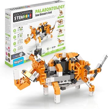 ENGINO Discovering STEM - Paleontology How Dinosaurs Lived - 6 Prehistoric Toy Models, Motorized Building Set, Realistic Moving Mechanisms, Kids 9+