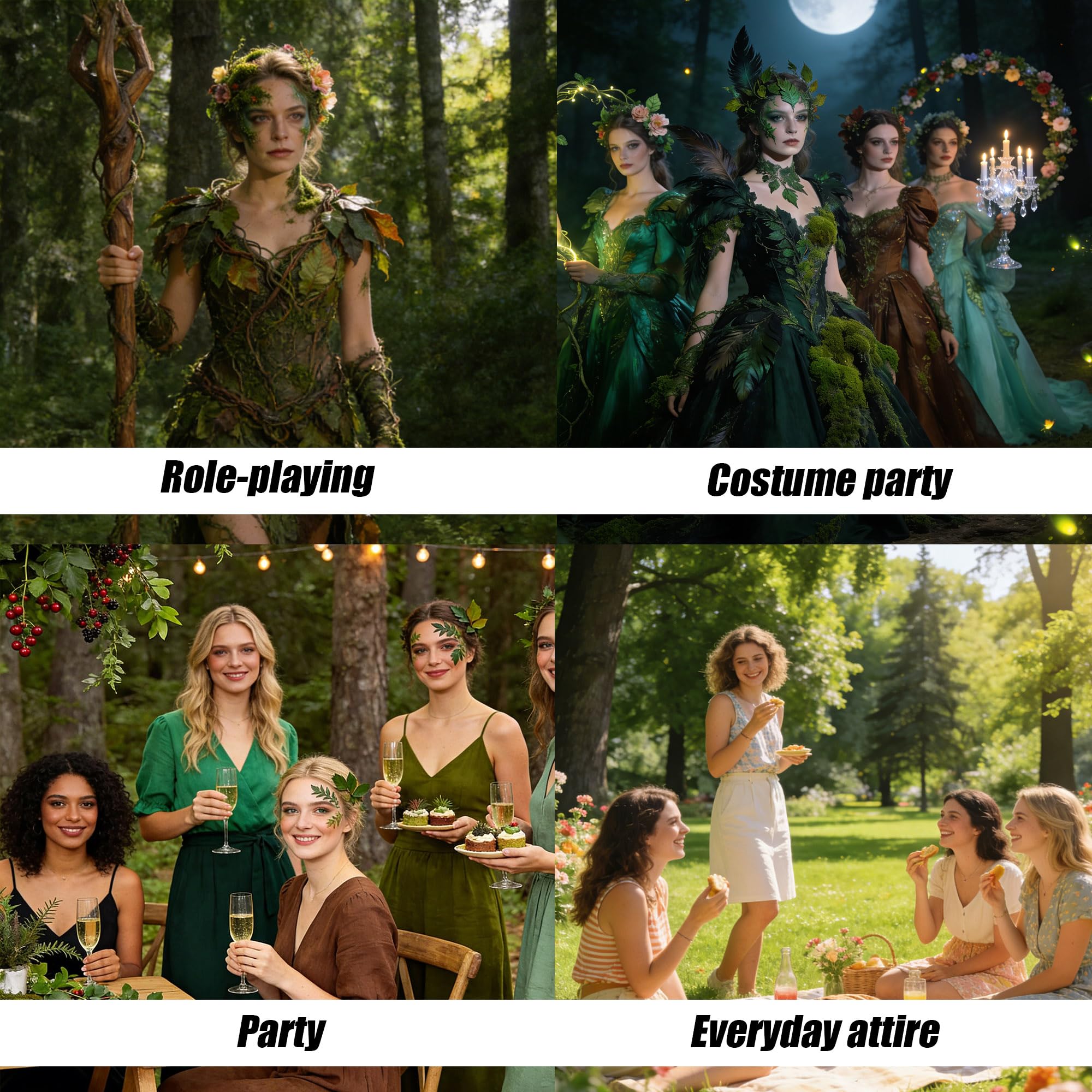 ZAHD Ciemnozielona korona, ozdoba głowy, leśna elfa, las wróżki, okrąg, tiara z brązem, poroże jelenia, zielone leśne elfy, nakrycie głowy, liść wróżki, opaska na czoło, wieniec elfów na renesansu