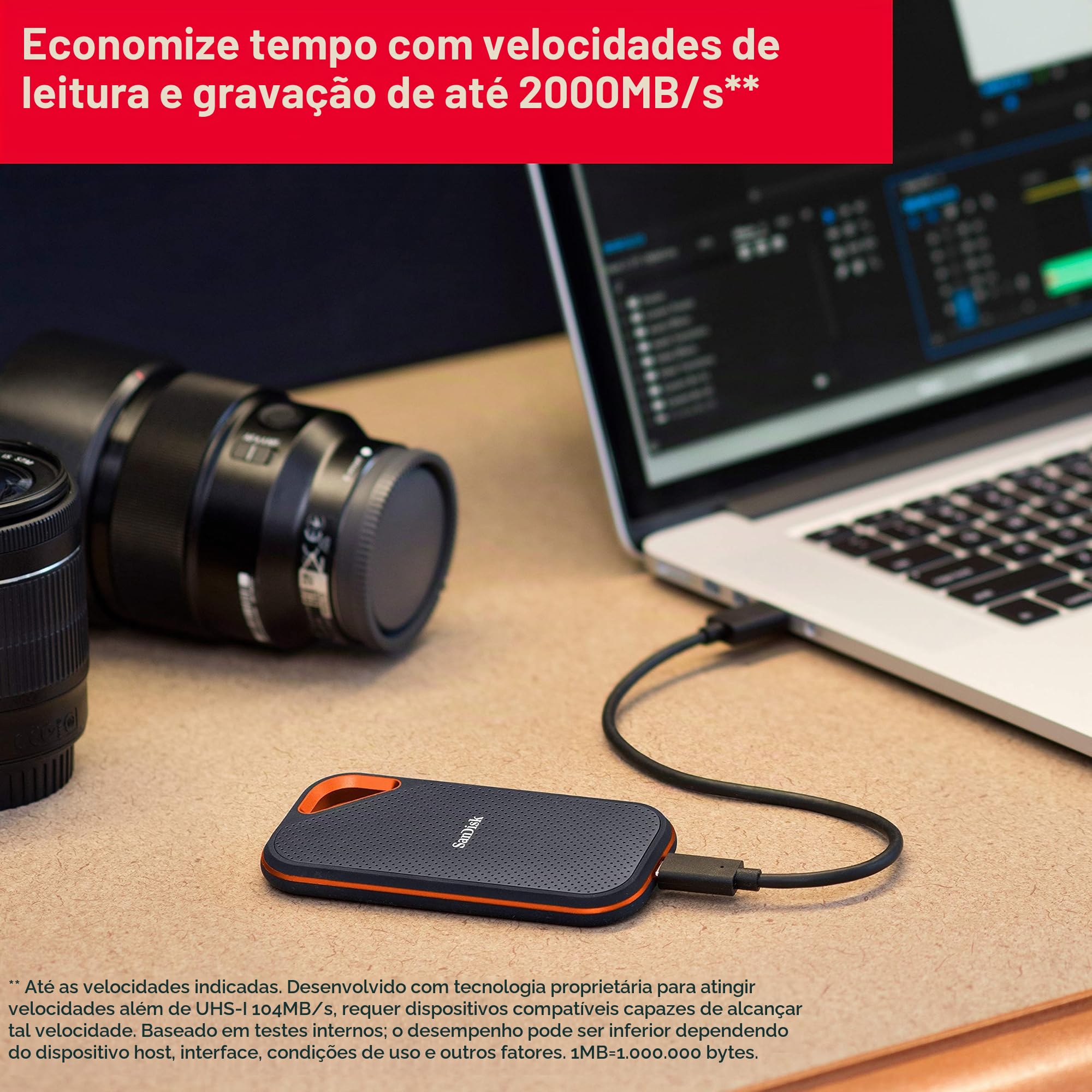 SanDisk SSD portátil Extreme Pro de 4 TB - até 2000 MB/s - USB-C