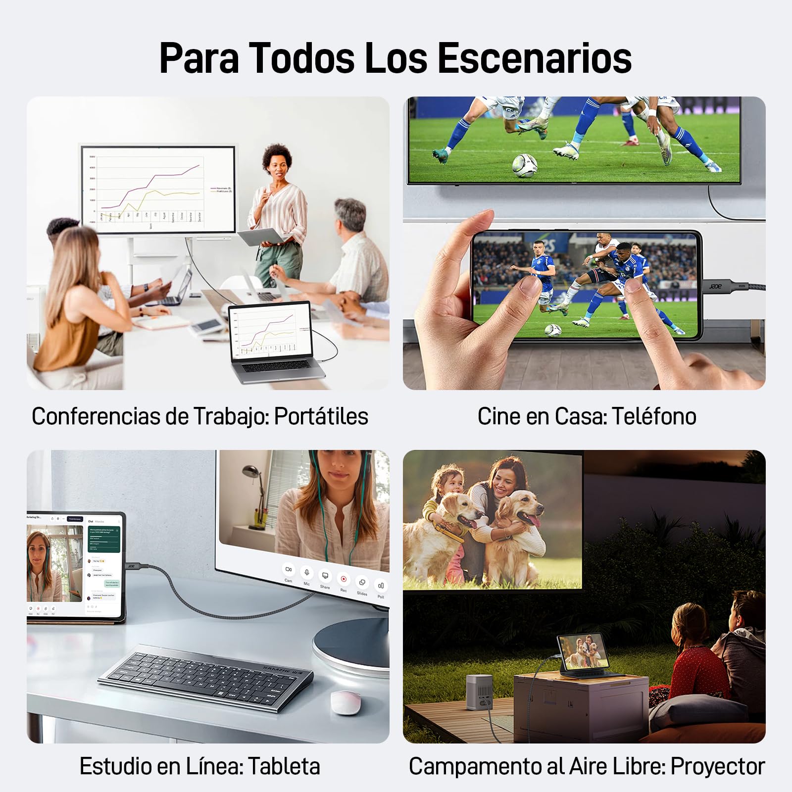 Acer Cable USB C a DisplayPort 4K@60Hz & 2K@165Hz, DP 1.2 Thunderbolt 3/4 Cable, Carcasa de Aluminio, Compatible con iPhone 15/16 Pro Max, iPad Pro, MacBook Air/Pro, iMac, Surface, Dell XPS, 2 Metros