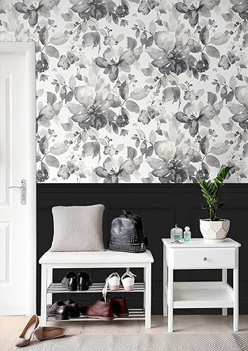 Miniatura 5 de NextWall Papel tapiz de flores de acuarela para despegar y pegar tinta
