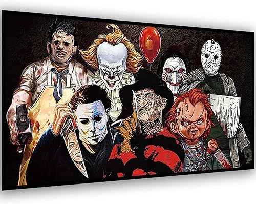 Pintura de terror grande por números para adultos, kits de pintura acrílica de Halloween para adultos por números sobre lienzo, 16 x 24 pulgadas, disponible en Yaxa Peru