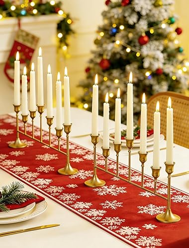 NUPTIO Portavelas cónicos para chimenea candelabros dorados para palitos de vela, candelabro largo para Navidad, fiesta de cumpleaños, centro de