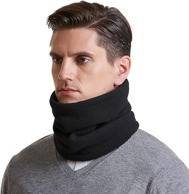 I Kua Fly Thermal Snoods for Men Women Fleece Neck Warmer Unisex Thick Knitted Circle Scarf Winter Warm Neck Gaiter Face Covering for Cycling Running Skiing Sports