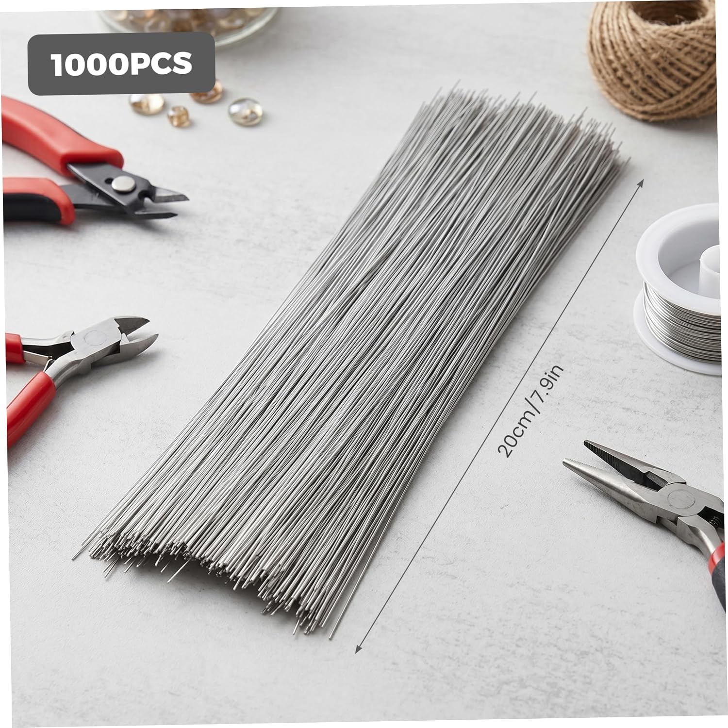 1000 Pcs Galvanized Steel Wire Tag Wire - 7.87 Inch Metal Cable Ties for Auto Repair Shops, Warehouses & Industrial Inventory Control, Wires, Galvanized
