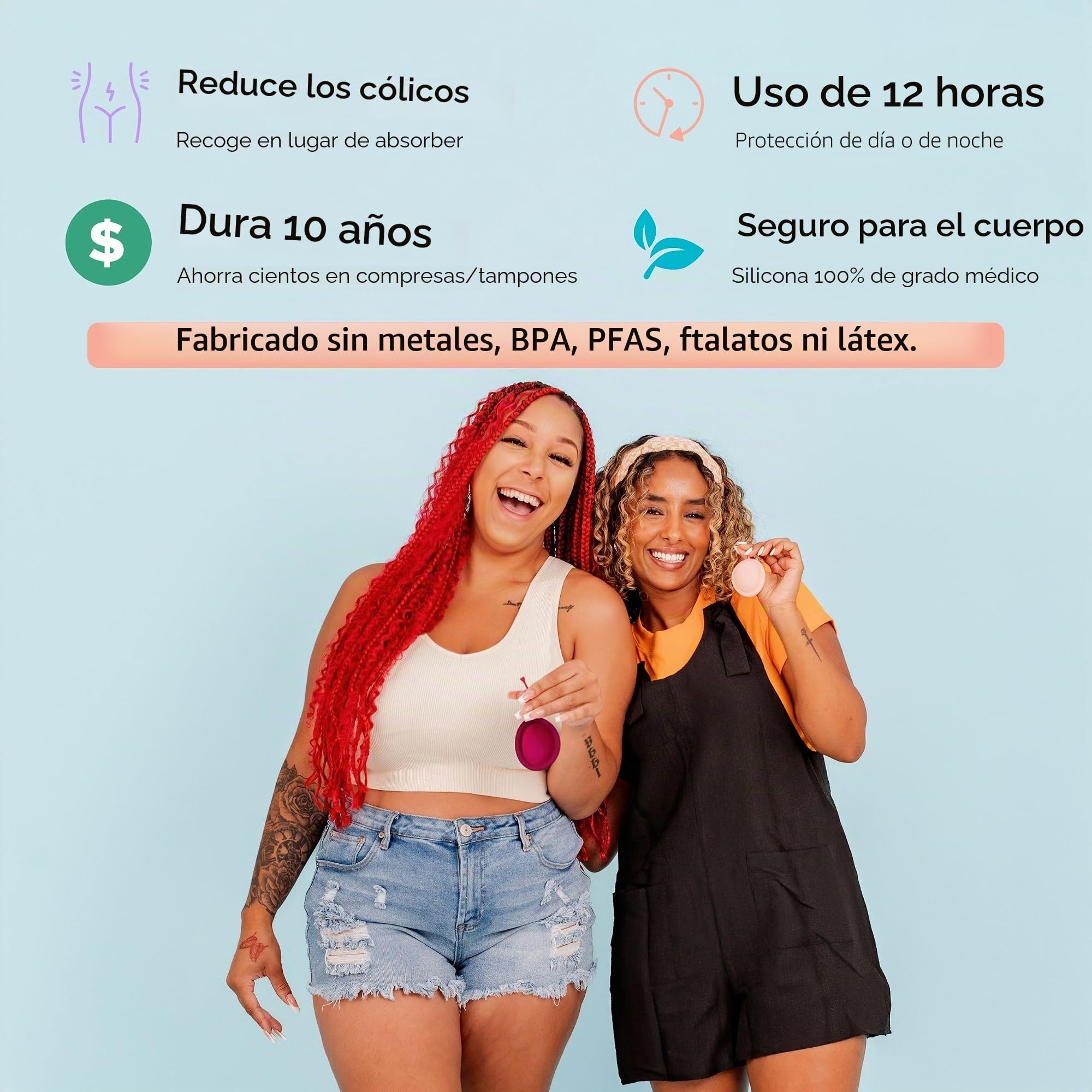 Paquete de 2 discos menstruales y aplicador, sin metales ni toxinas, 100% silicona de grado médico, disco de período reutilizable más suave, se inserta y se retira como un tampón, capacidad de 3 y 7